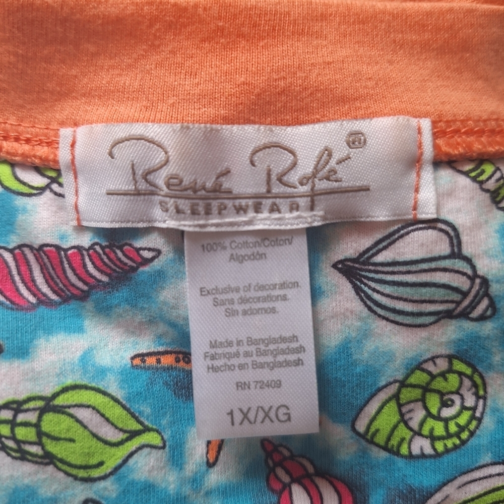 Rene Rofe Orange and Blue Seashell Sleepwear - Picture 7 of 11